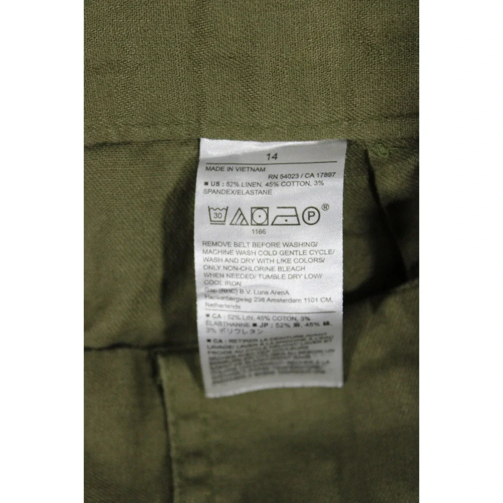 Banana Republic Womens Olive Green Linen Blend Utility Chino Pants Size 14